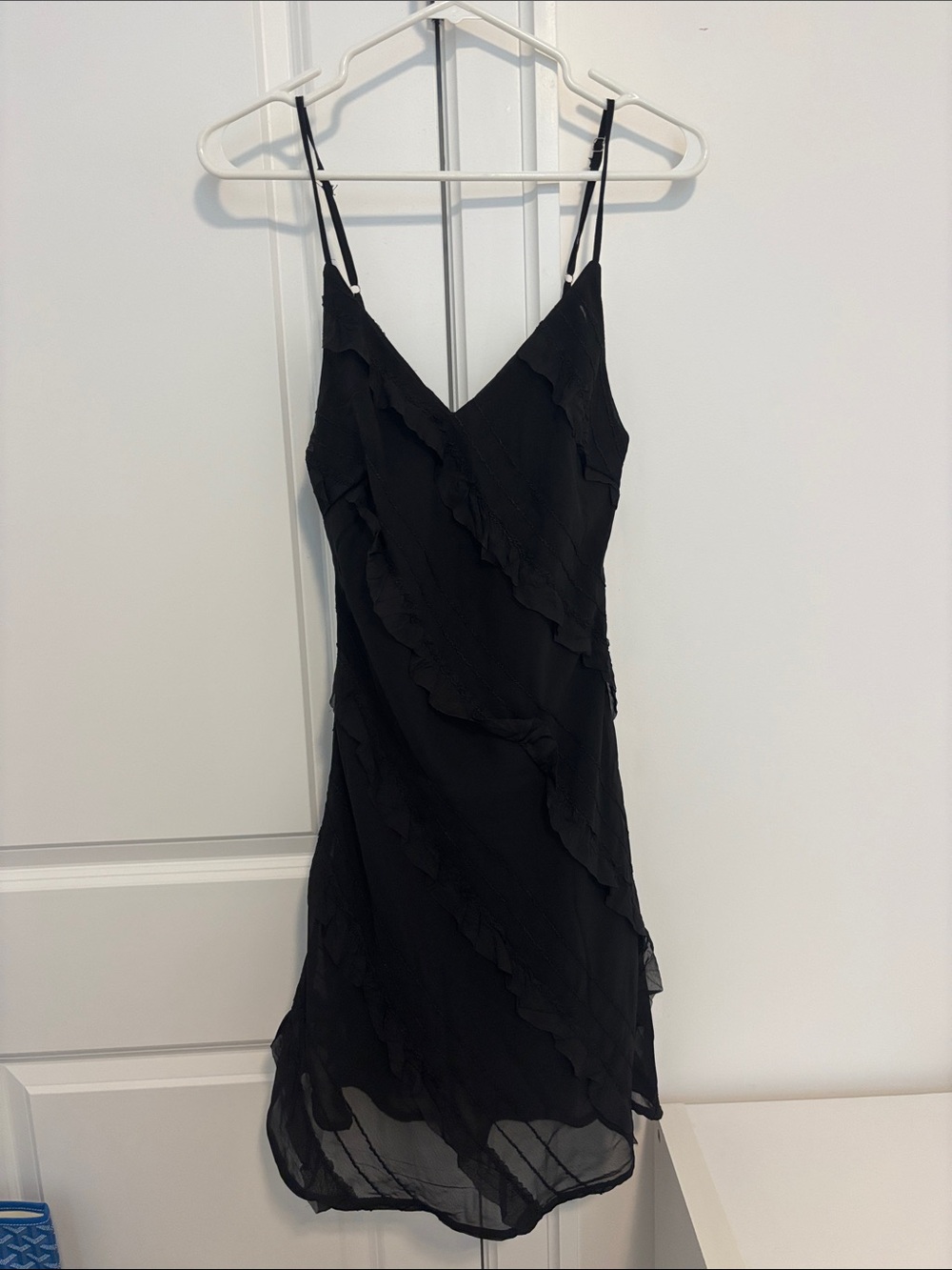 Black Ruffled Slip Dress